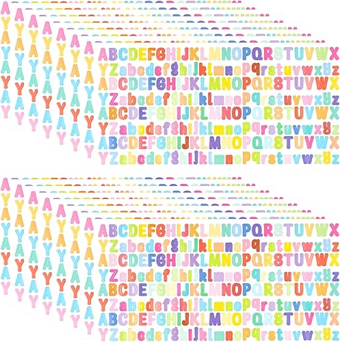 2704 calcomanías del alfabeto para letras, 12 pulgada, pequeñas autoadhesivas, impermeables, de vinilo, coloridas para manualidades, álbumes de