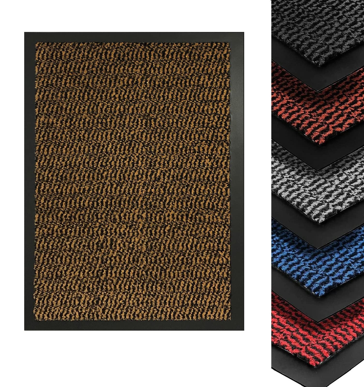 Monal Heavy Duty Indoor & Outdoor Rubber Non-Slip Floor & Kitchen Barrier Mat Easy Clean Absorbent Soft Feel Entrance Rug Shoes Scraper Floor Mat (90 x 200 cm (3' x 6'7"), Gold)