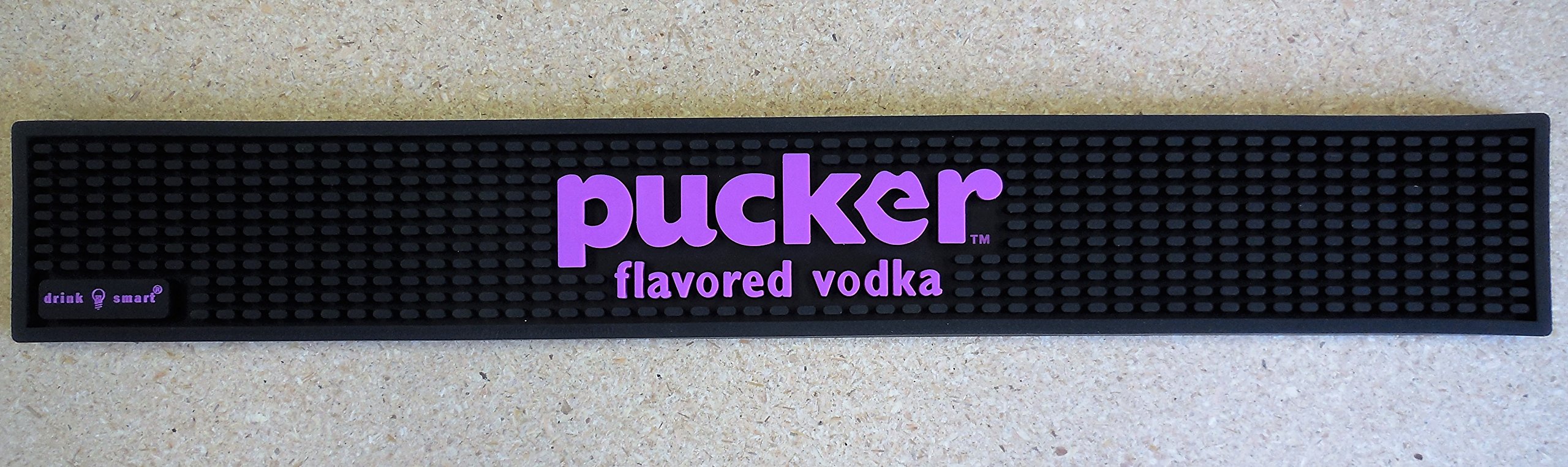 Pucker Flavored Vodka Bar Rail Spill Mat - Purple Lettering