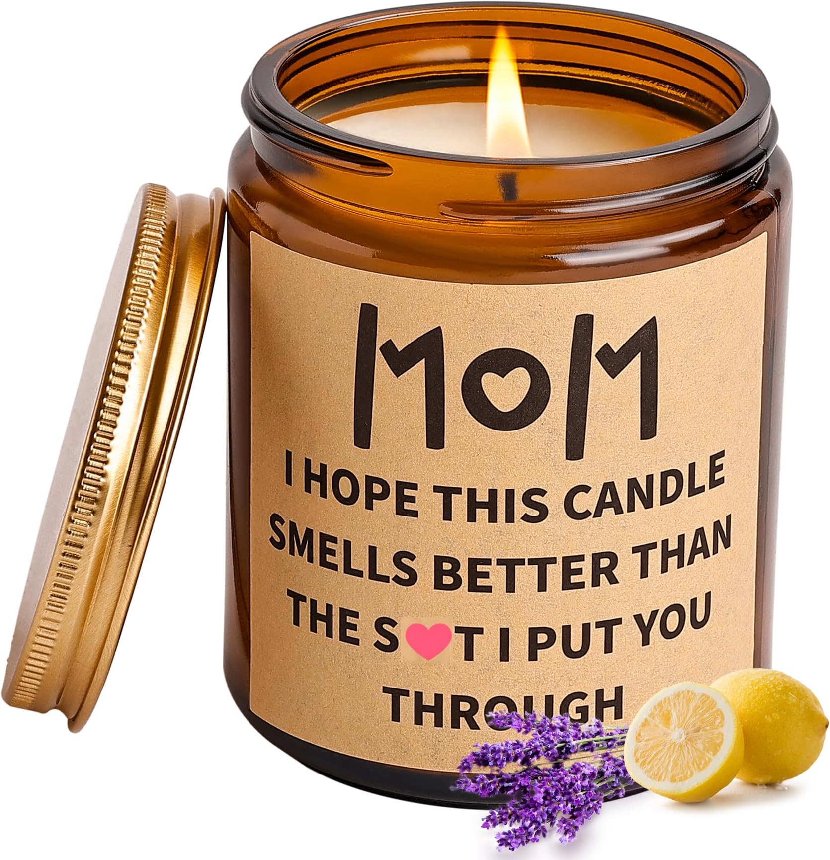 Mom Christmas Gifts from Daughter Son, Funny Christmas Birthday Gifts for Mom, Best Moms Birthday & Mothers Day Gift, Lavender Soy Scented Candles