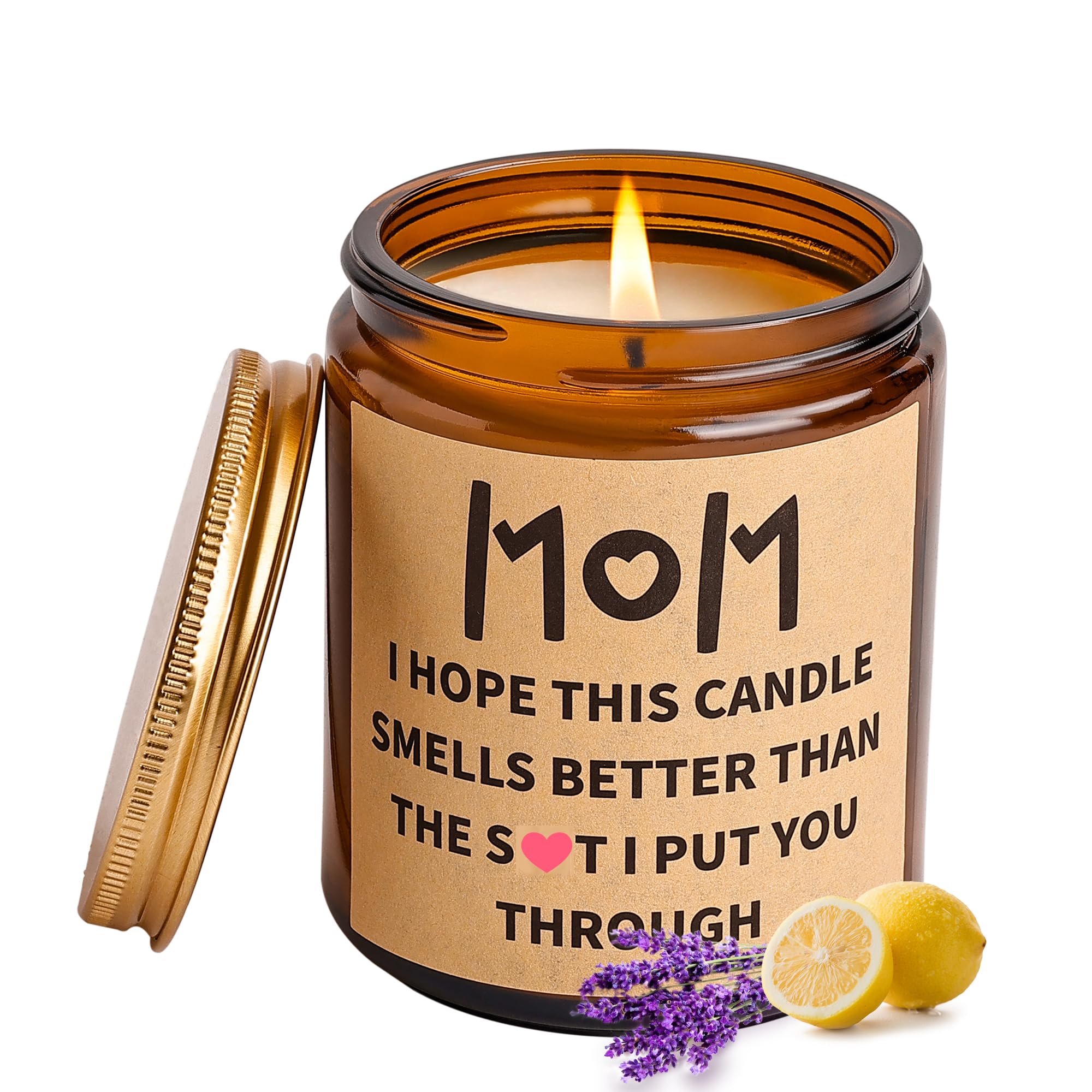 Mom Christmas Gifts from Daughter Son, Funny Christmas Birthday Gifts for Mom, Best Moms Birthday & Mothers Day Gift, Lavender Soy Scented Candles