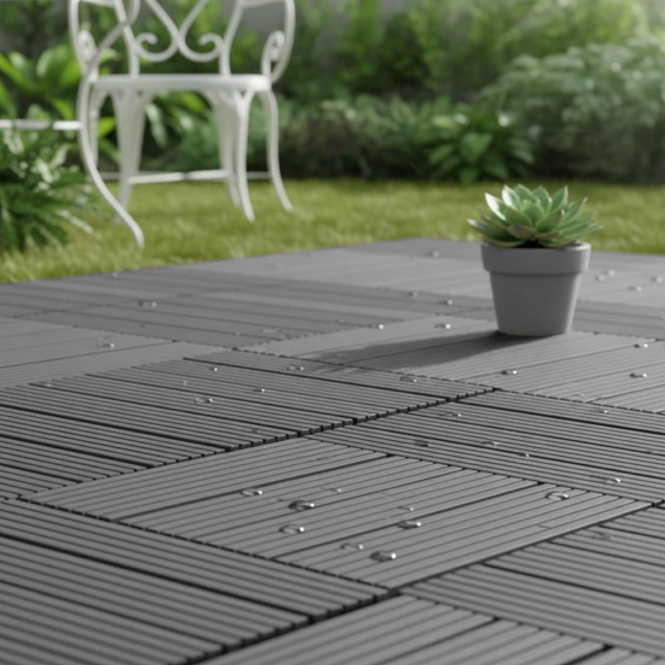 Baroni Home Piastrelle per Esterno a Incastro in PP, Set 40 Pezzi, Pavimentazione Modulare Resistente agli Agenti Atmosferici, per Giardino, Terrazzo, Balcone e Patio, 29x29x2 cm (Grigio)