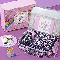 Vista 3 de Fimibuke - Lonchera Bento para niños con 4 compartimentos, bolsa de almuerzo aislada, botella de agua con aislamiento de acero inoxidable, paquete