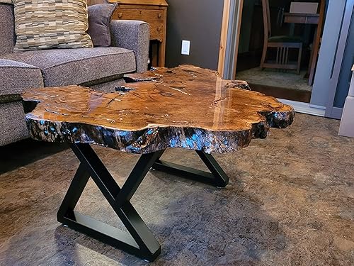 Miniatura 7 de Taelakeni Juego de 2 patas de mesa de centro de metal de 16 pulgadas, color negro