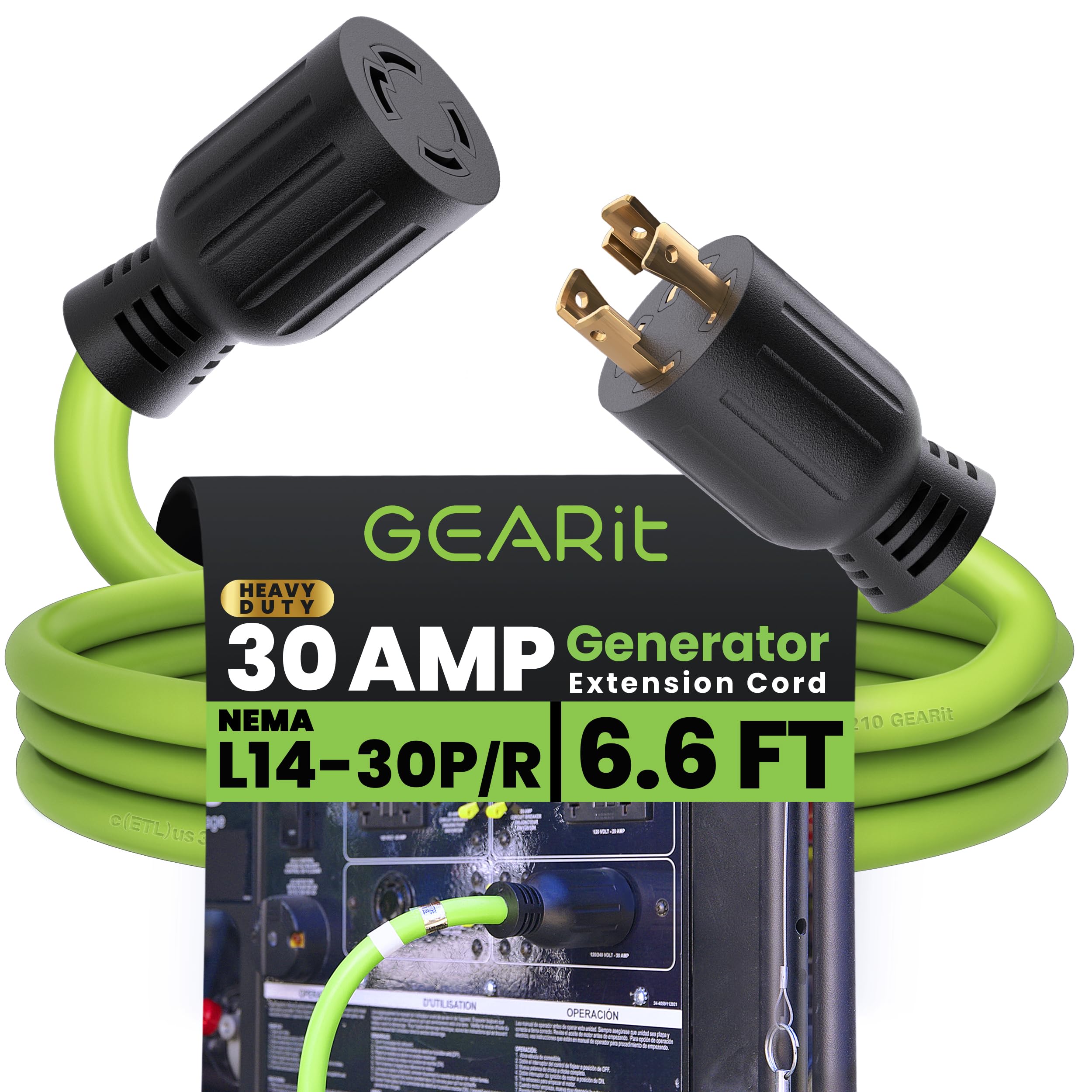 GEARit 30-Amp Generator Extension Cord, 120/250-Volt, 4-Prong