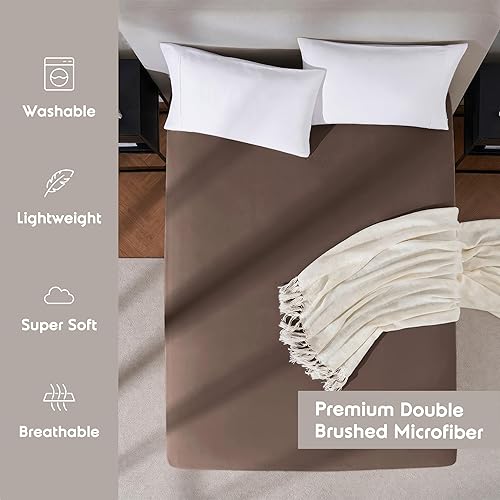 Miniatura 3 de Nestl Bedding - Sábanas bajeras con bolsillo profundo de 53 cm, Microfibra, Marrón Chocolate, King