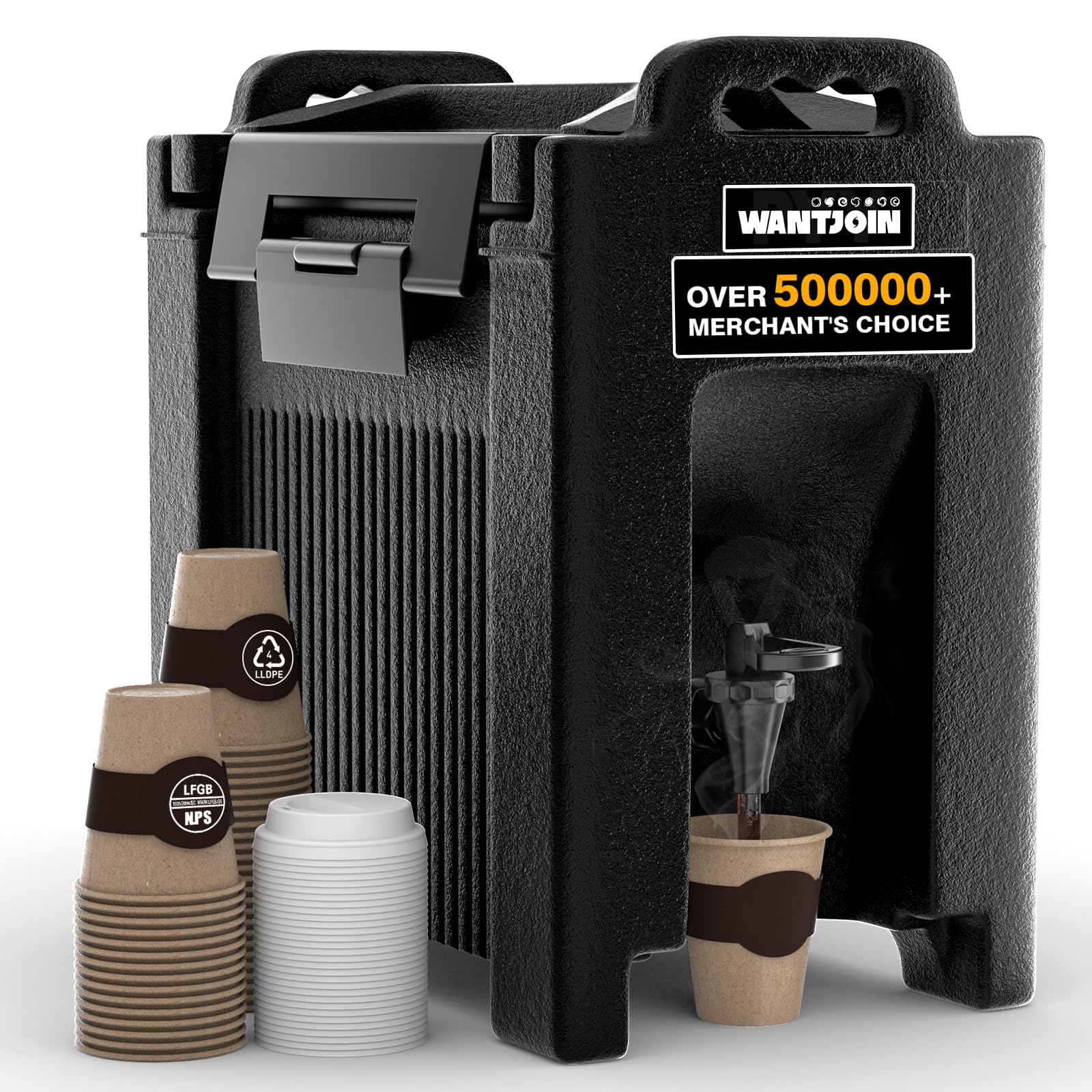 WantJoin Insulated Beverage Dispenser 2.5 Gallon-Hot and Cold Drink Container with Handles, Thermal Drink Dispenser Cooler Server carrier For Commercial Catering Black