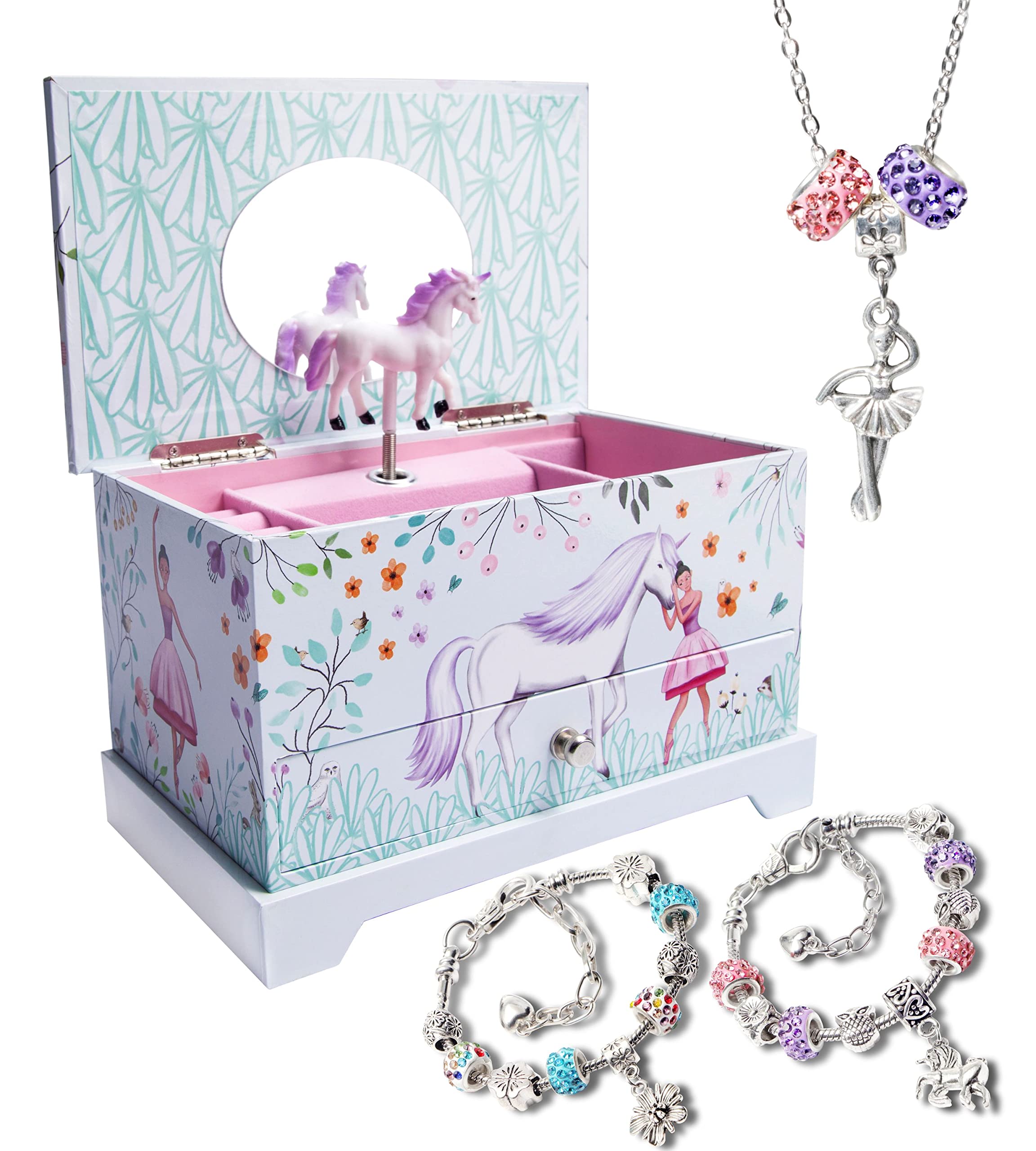 ABI + OLIE Ballerina Unicorn Jewelry Box for Girls & Little Girls