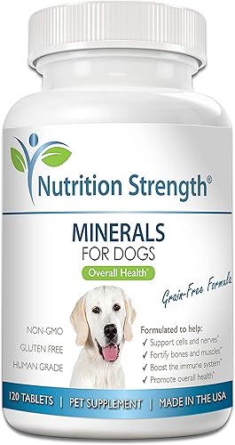 Minerales para perros, células de apoyo y nervios, fortalecen huesos y músculos, promueven la salud general con calcio, fósforo, magnesio, potasio,