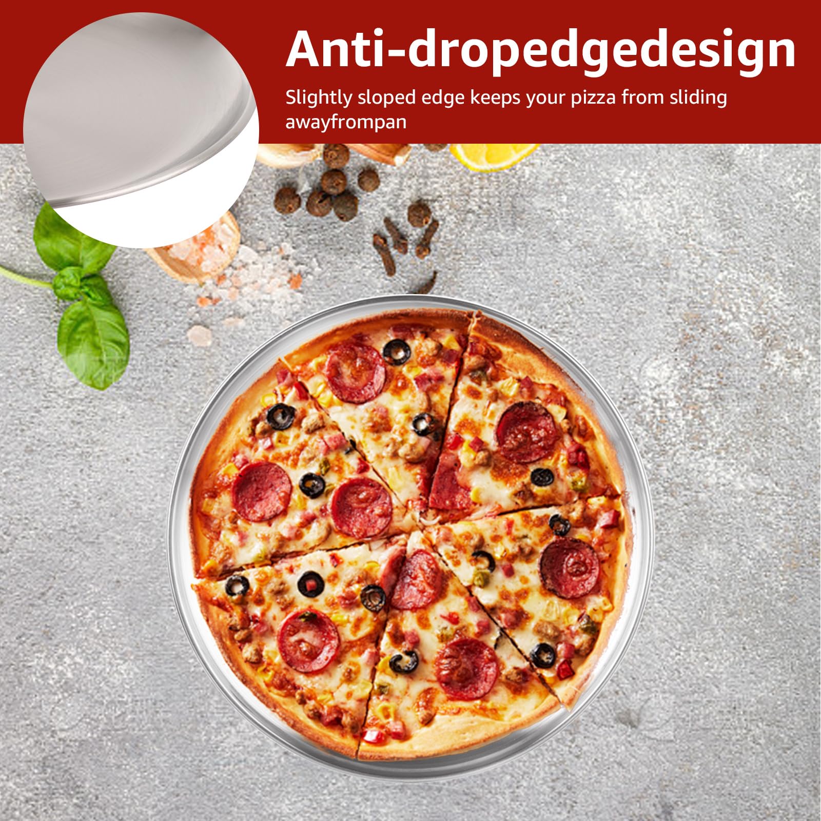 8 sartenes de acero inoxidable para pizza, de 8 pulgadas, redondas, para hornear y servir, con revestimiento antiadherente, para tartas de pizza, galletas, hornear, servir, aptos para 6