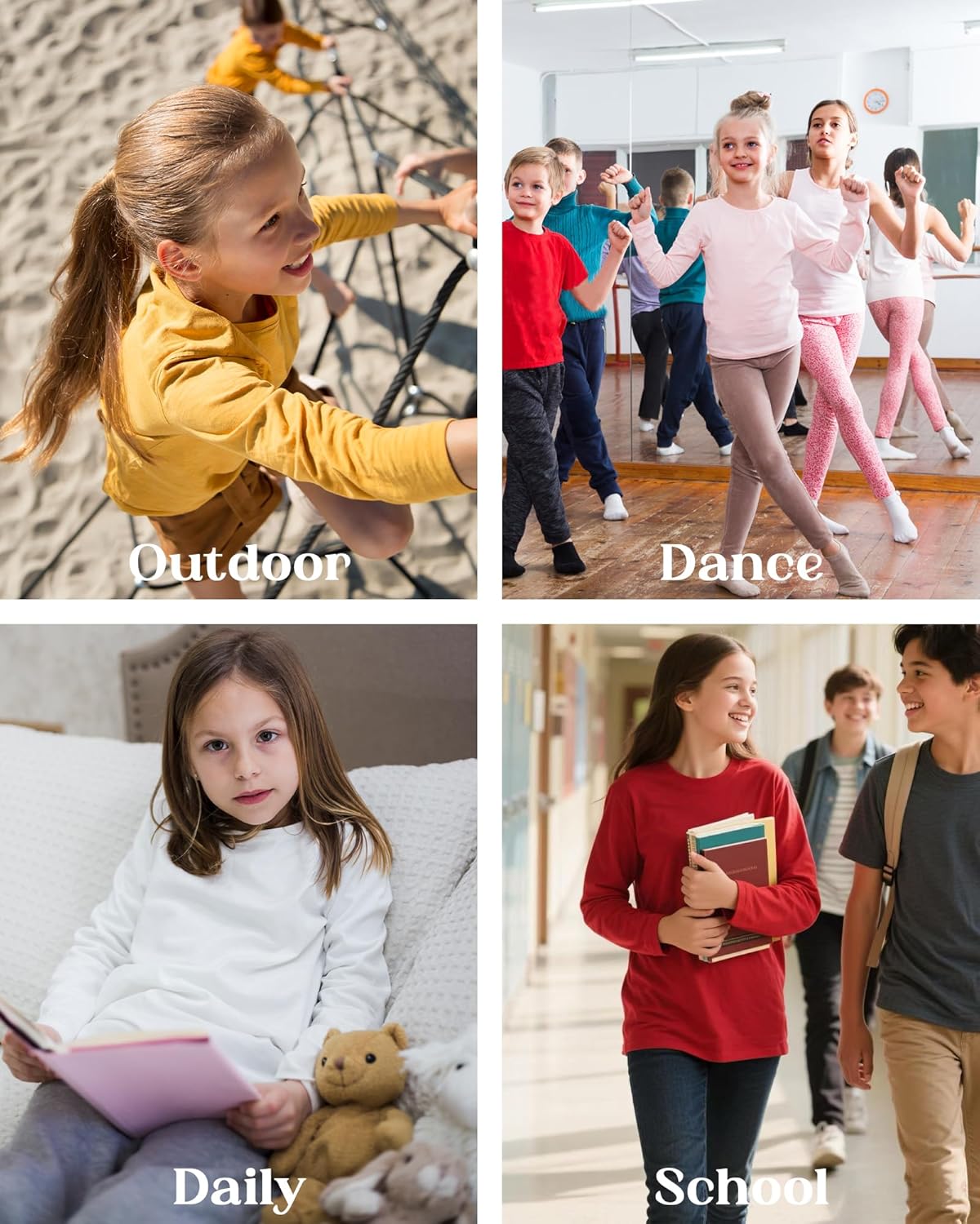 Dreammonkey 2T to 13Years Girls Basic Long Sleeve Shirts Toddler Kids Soft Cotton T-Shirt Crew Neck Solid Tee Tops - Image 5