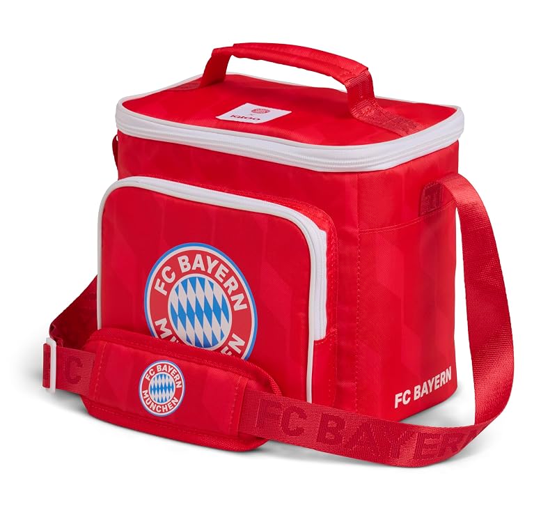 Bolsa térmica quadrada Igloo FC Bayern München vermelha para almoço, capacidade para 9 latas