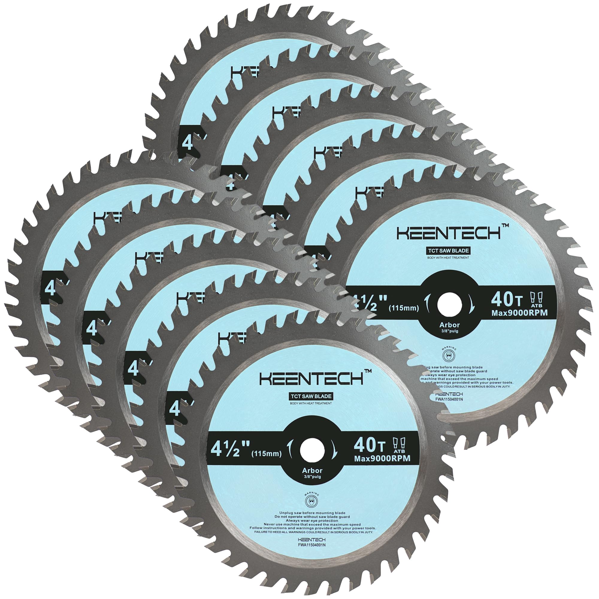 KEENTECH Hoja de sierra circular de 4-1/2 pulgadas 40T, eje de 3/8 pulgadas, dientes de carburo ATB, hojas de sierra de marco de uso general de acabado fino para mini sierra circular compacta, 10