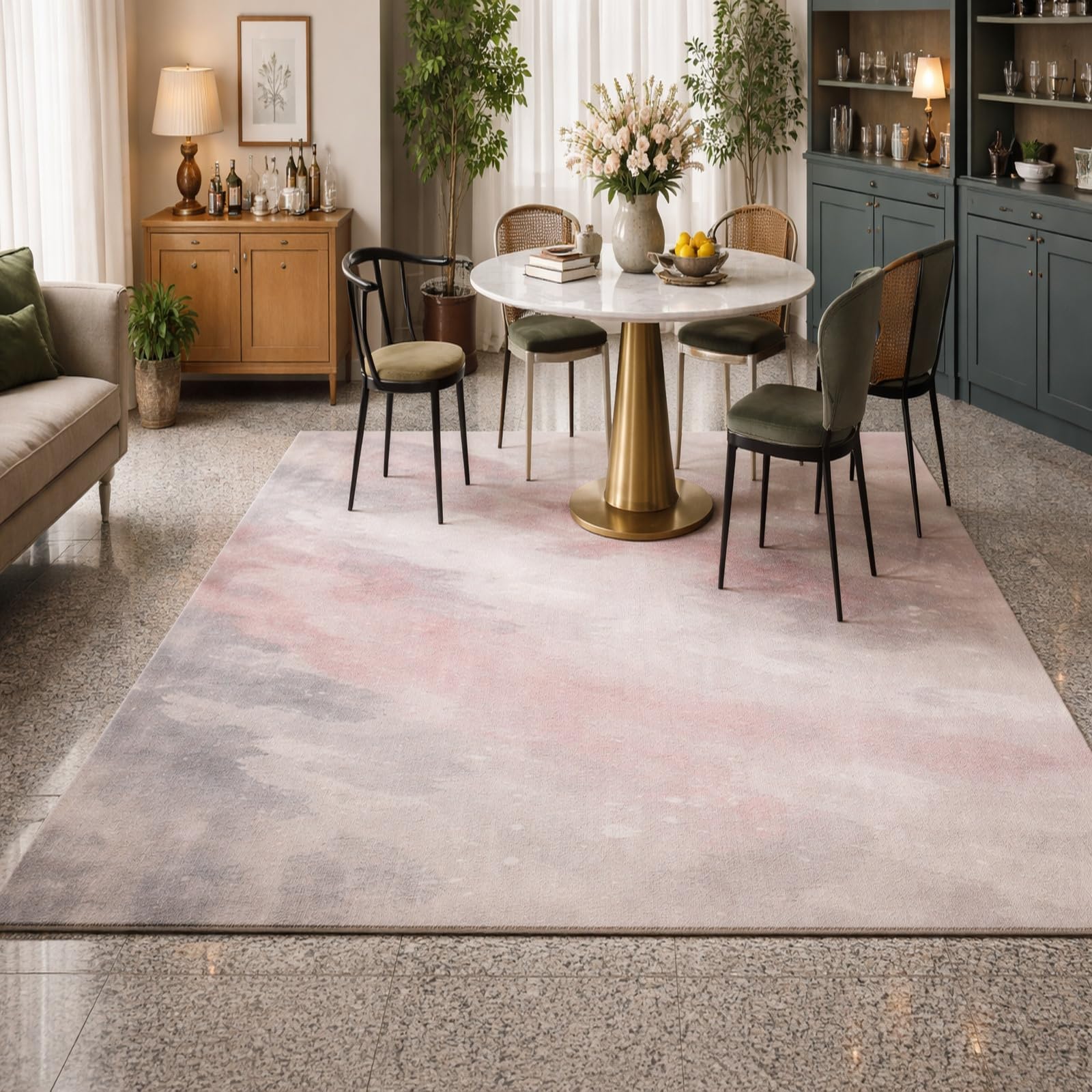 Alfombra de salón rosa ideal para la entrada y el pasillo de casa