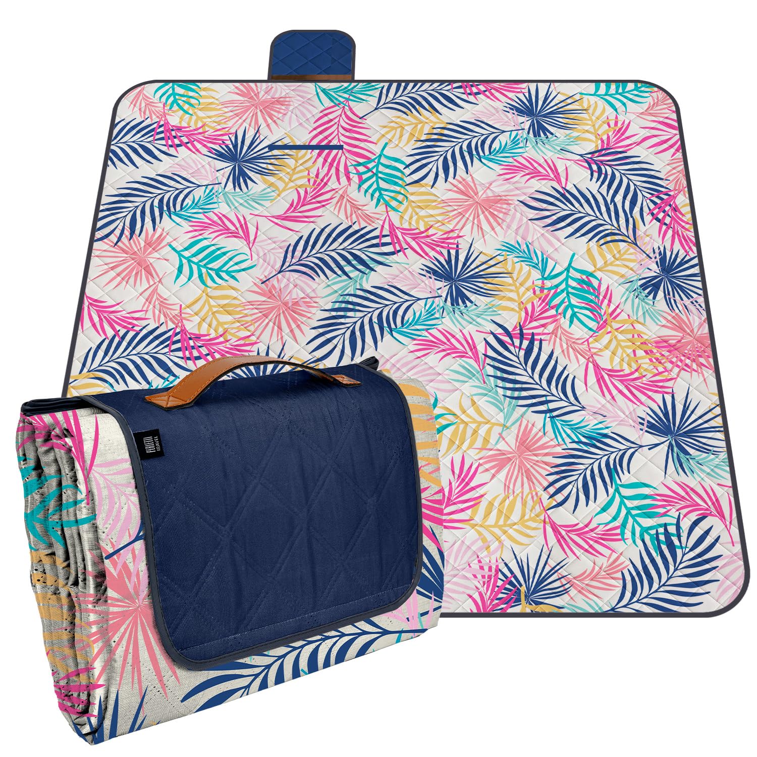 Couverture Pique Nique 200x200 Imperméable Lavable - Nappe de Picnic Grand Portable Extra Large avec Sangle de Transport - Tapis Plaid Plage Randonnée Camping Plein Air Parc (Jungle, 200x200 cm)