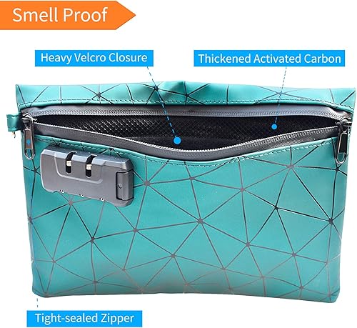 Miniatura 7 de Bolsas a prueba de olores con cerradura de combinación, contenedor de bolsa a prueba de olores, 6 x 9 pulgadas, bolsa a prueba de olores para