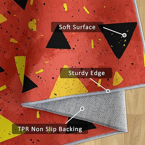 Miniatura 109 de Alfombra retro de los años 70, alfombras de área de 6 x 8 pies, patrón geométrico moderno de mediados de siglo, para sala de estar, dormitorio,