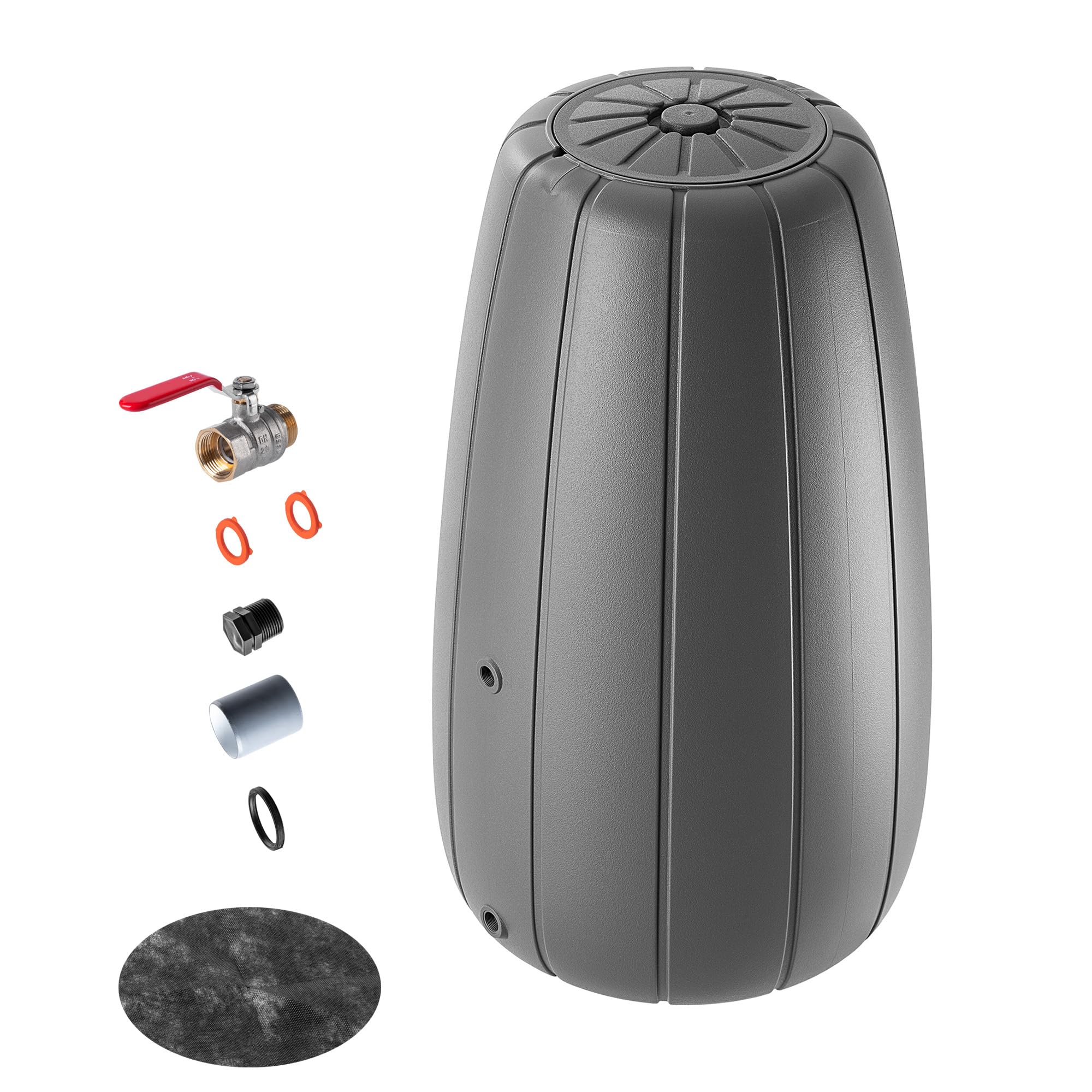 KADAX Regenton 200 litros, depósito de agua de lluvia con grifo y tapa, resistente a las heladas, de plástico, depósito de agua de lluvia para jardín (antracita)