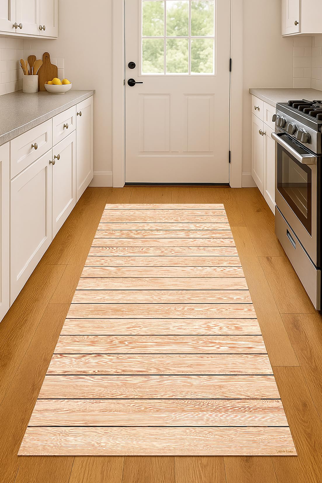 DobleUve Estudio Alfombra Vinílica Madera Color Beige 80x200 cm | Vinilo para Salón y Cocina | Suelo Lavable Antideslizante para Verano