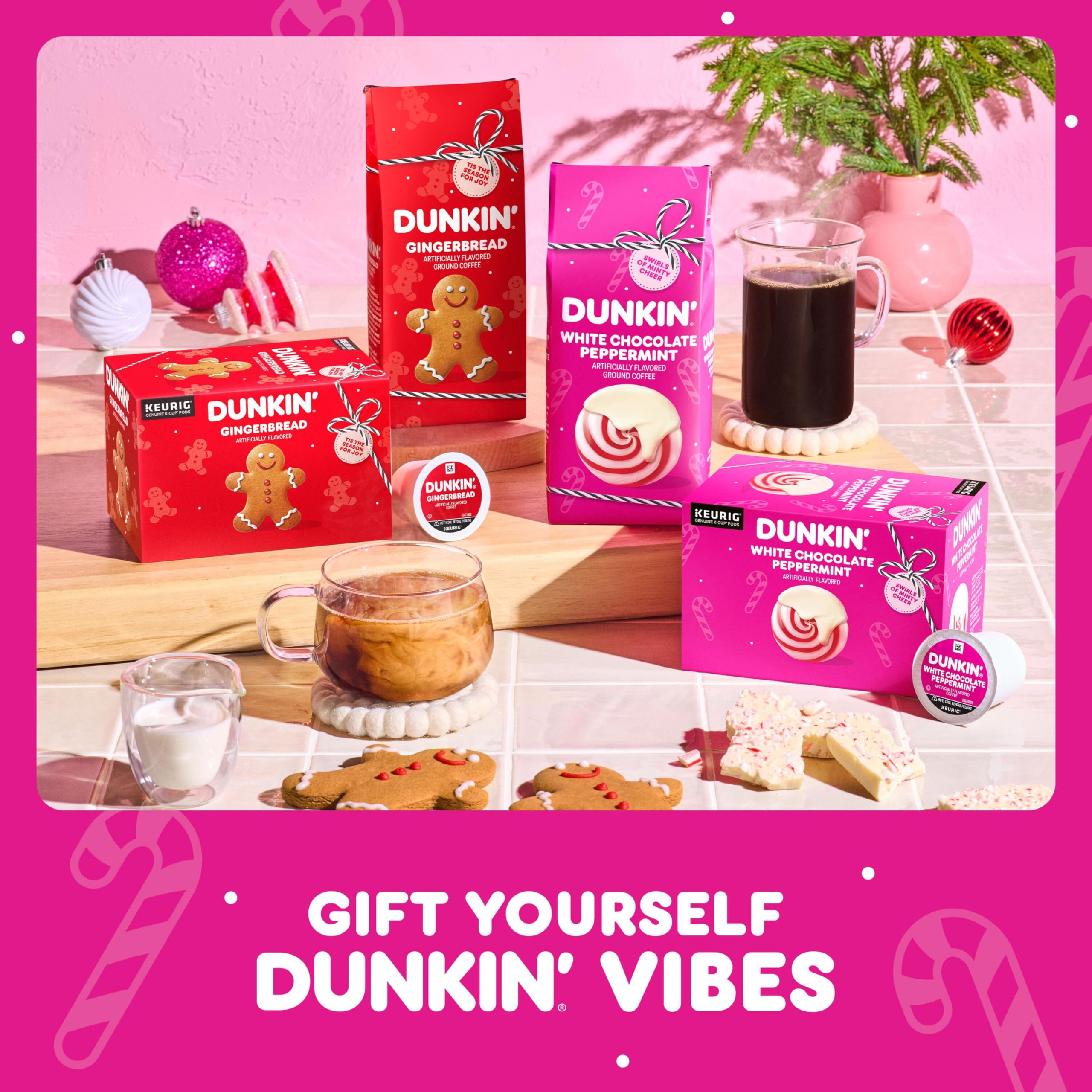 Dunkin' Café con sabor artificial a menta y chocolate blanco, 60 cápsulas | Cápsulas Keurig K-Cup auténticas, sabor a café festivo de edición limitada