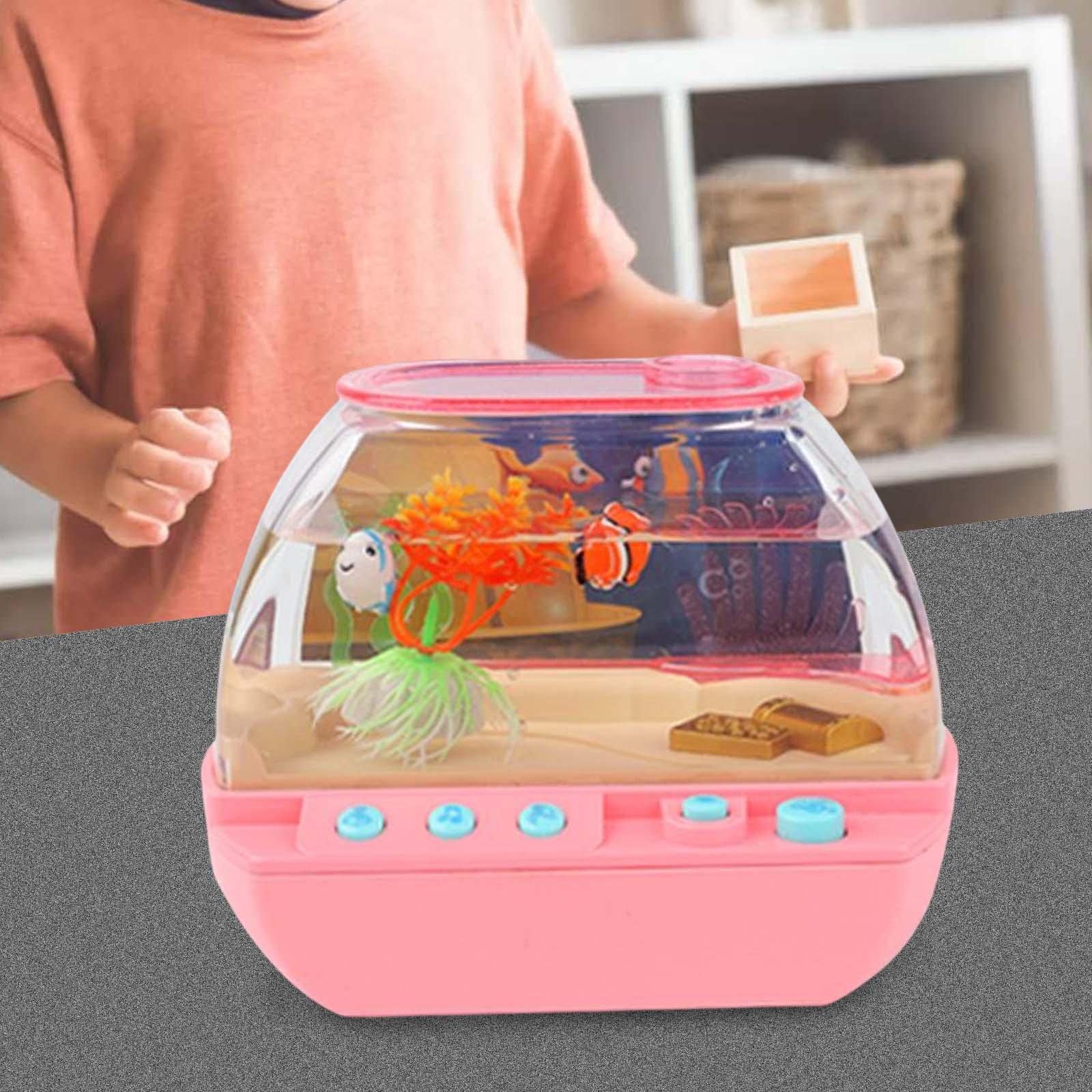 Aquarium Giocattolo Pesci Cartone Musica Luci Decorativo Interattivo Adatto per Bambini Apprendimento E Gioco Casalingo, Rosa