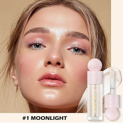 Miniatura 3 de Erinde Maquillaje iluminador líquido, iluminador facial bronceador, acabado brillante natural, ligero, mezclable, sedoso, suave, iluminador facial,