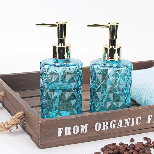 Miniatura 2 de GOYISEE Dispensador de jabón con bomba, dispensador de jabón con patrón de diamante para encimera de cocina, baño, accesorios de baño rosa intenso