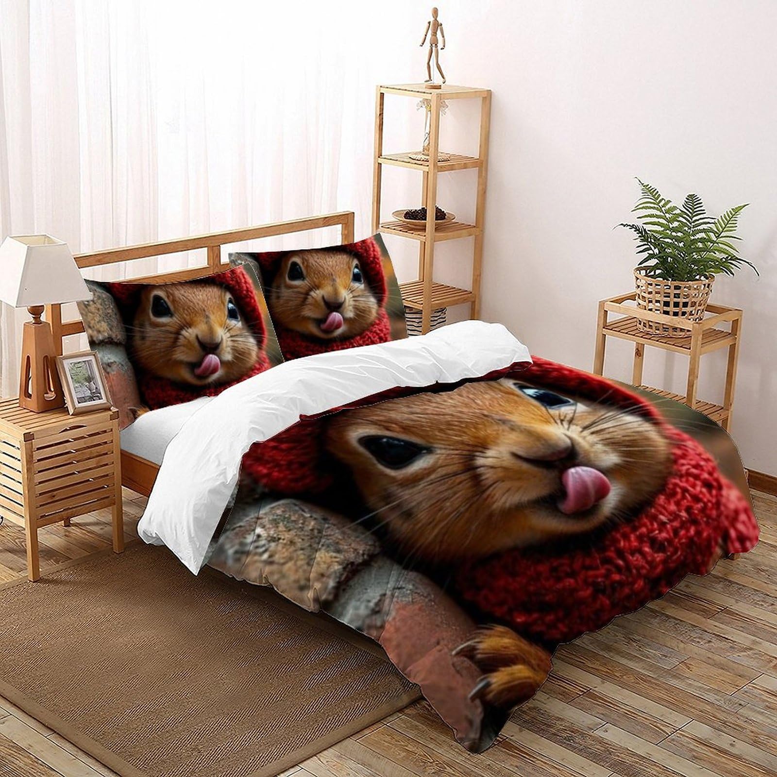 Housse de couette écureuil en microfibre, le cadeau idéal imprimé 3D pour lit double 260x220