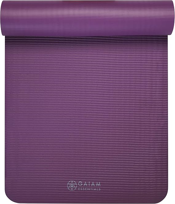 Gaiam Thick Yoga Mat, Exercise & Fitness Mat with Easy-Cinch Carrying Strap