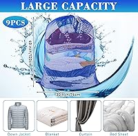 Vista 3 de Windyun Bolsa de malla para la lavandería, 9 unidades, 30 x 40 pulgadas, bolsas de malla grandes de alta resistencia, con cordón, con bloqueo