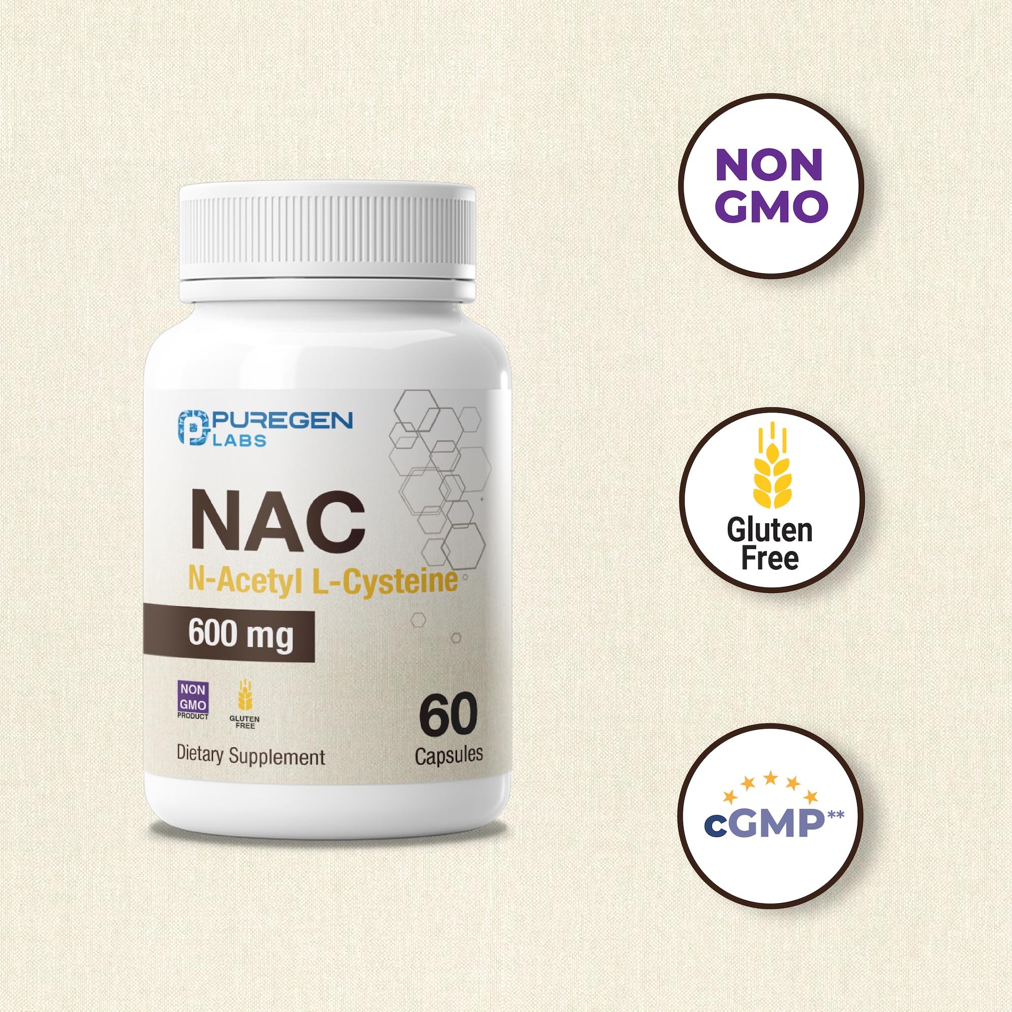 Puregen Labs Antioxidant Support, N-Acetyl-L-Cysteine (NAC) 600mg — Amazon image 7