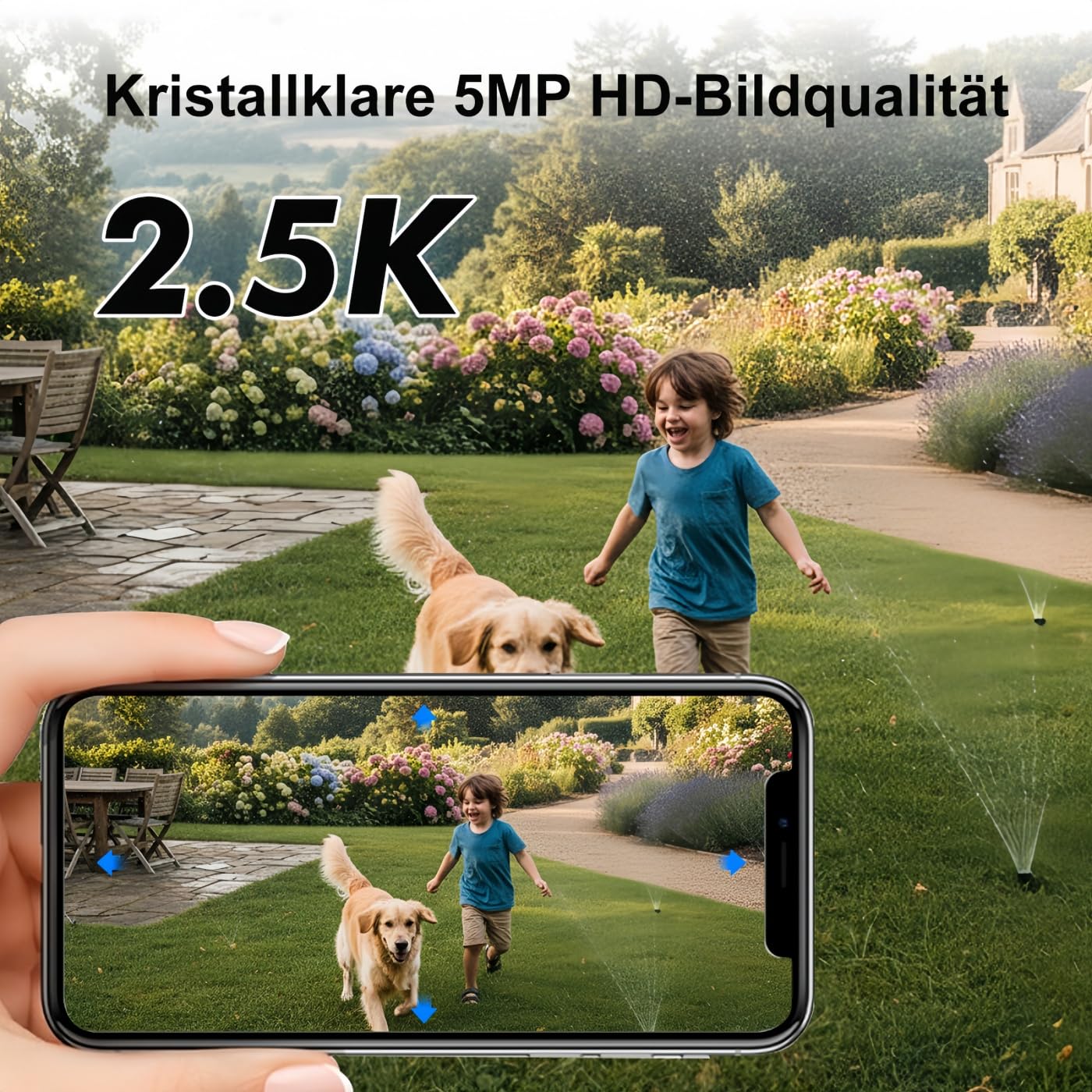Überwachungskamera Ohne WLAN 2.5K, Kamera mit SIM Karte und Akku