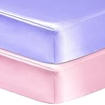 GUNTAIL 2 Pack Satin Soft Crib Sheet for Baby with Sensitive Hair Silky Baby Mattress Sheet Pink and Violet Unisex 52x28x8 Fitted Sheets