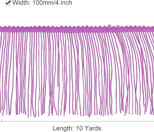 Miniatura 10 de uxcell 10 yardas de 6 pulgadas con flecos de cadeneta y borlas, adorno de encaje de poliéster, para manualidades, manualidades, ropa, color gris y