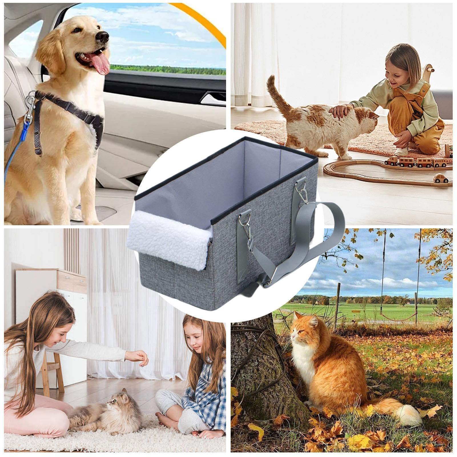 Folding Cat Dog Seat, Car Center Console Pet Seat, Travel Bags For Pets, Road-Trip Pet Accessories, Lightweight Pet Carrier, Pet Seat For Cars, Comfortable Pet Travel Seat, Cozy Cat Dog Car Seat