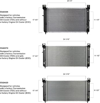 Spectra Premium CU2370 Radiator With TOC and EOC - 34-1/16 Core Compatible With Chevrolet Silverado, GMC and Cadillac