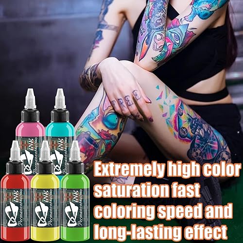 Miniatura 4 de Juego de tinta de tatuaje de 1 oz (1.0 fl oz) profesional de tinta de tatuaje, juego de colores de 14 colores, suministros de tatuaje y tinta para