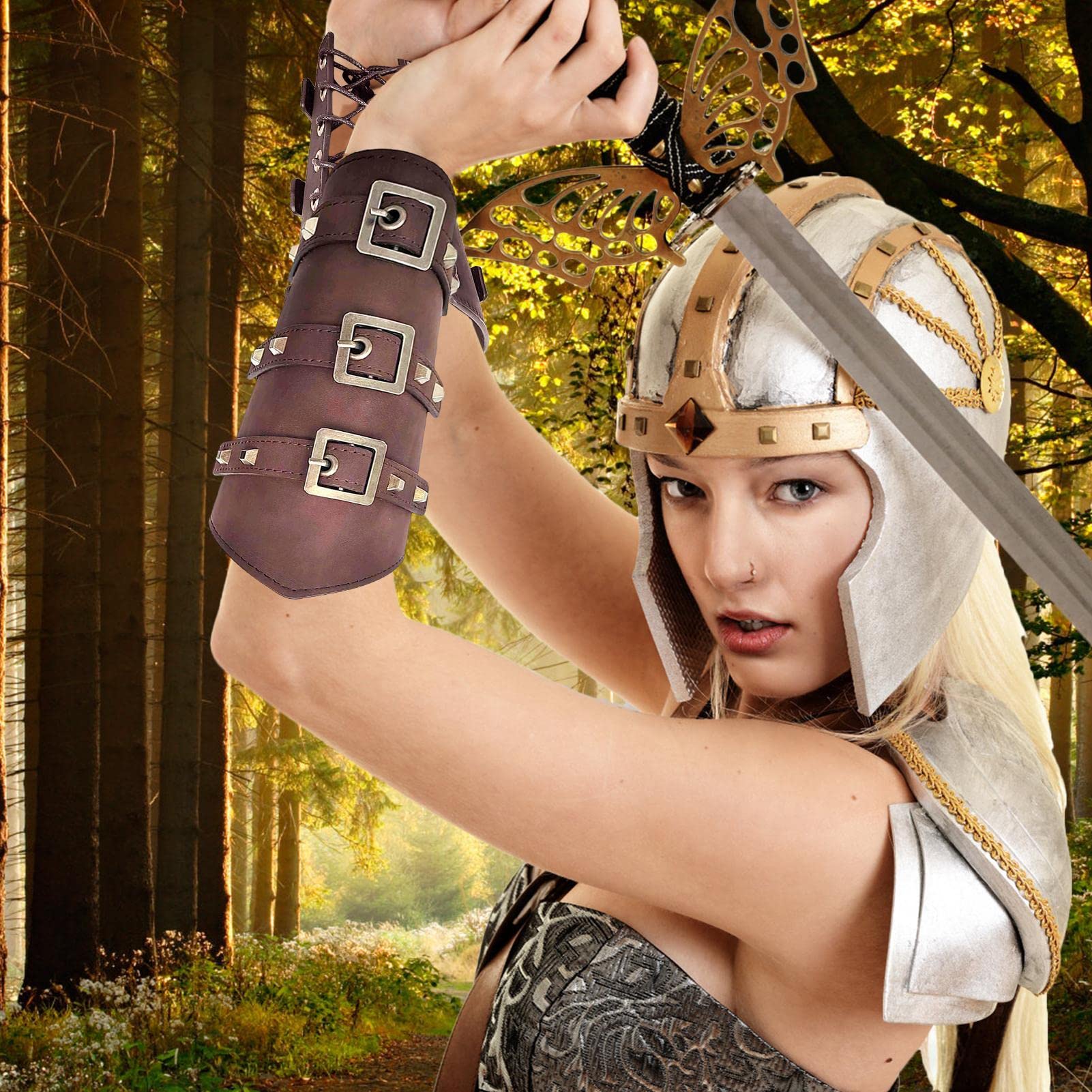 Amazon.co.jp: 中世のアーム ガード - 黒の中世のリスト ガード  