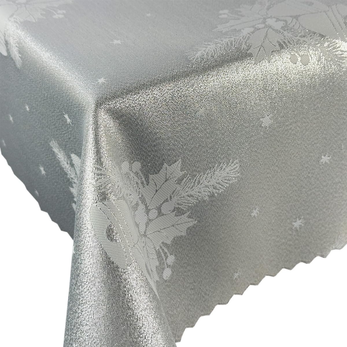 Tovaglia natalizia oro bianco campane natalizie - double face e antimacchia - (Z-3604) 160 x 240 cm