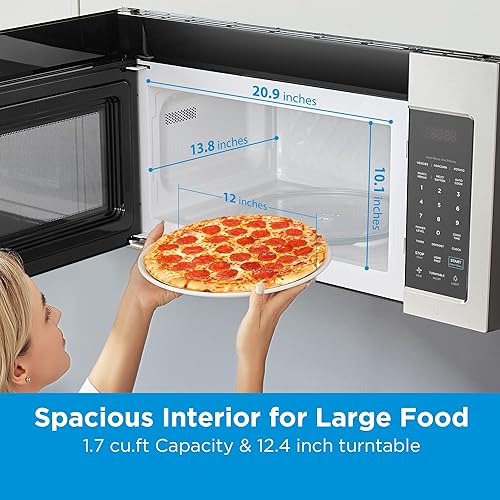 Miniatura 5 de Midea MOR17BSA-SS Horno microondas de 1.7 pies cúbicos con panel táctil inteligente, menú de cocción automática, 1000 W, ventilación de 300 CFM, en