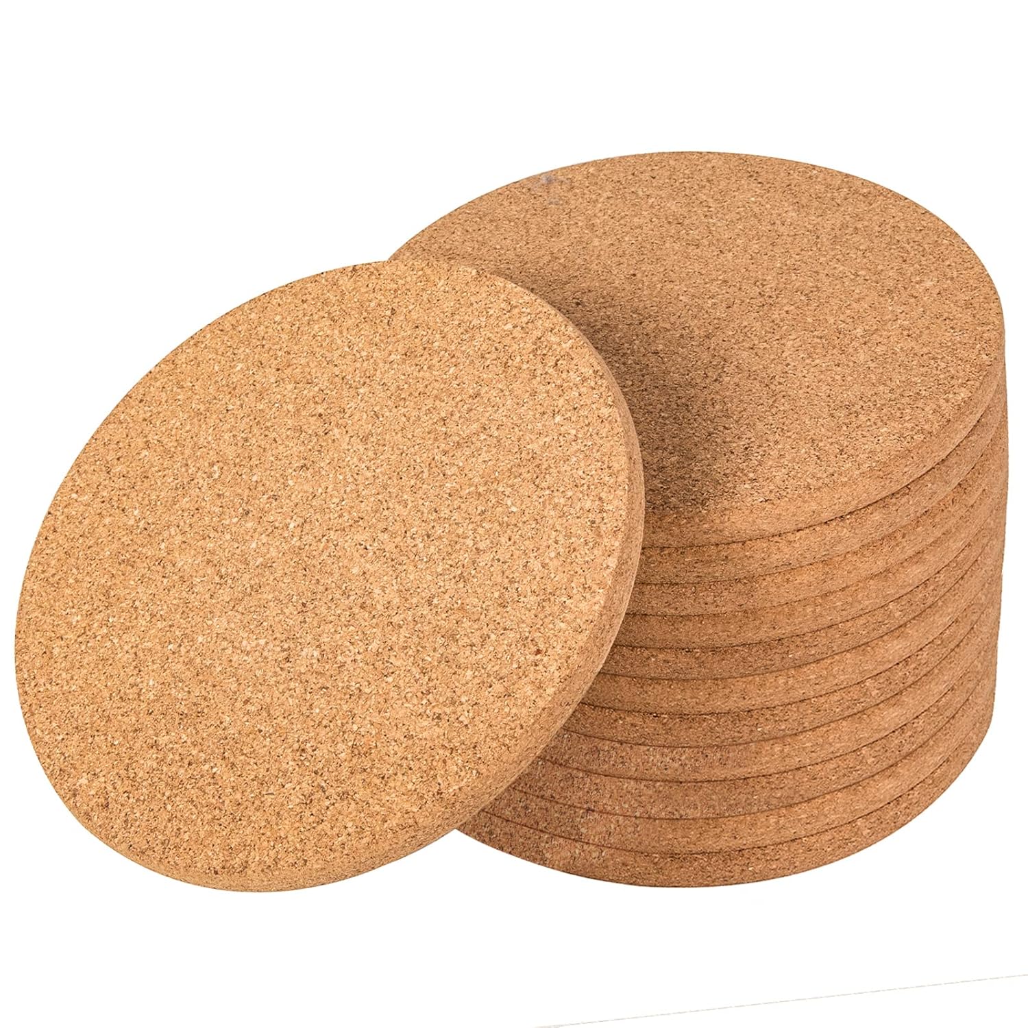 CRCHOM 12 Pack Cork Trivet Set 8" Diameter x 0.4" Thick Round Cork Hot