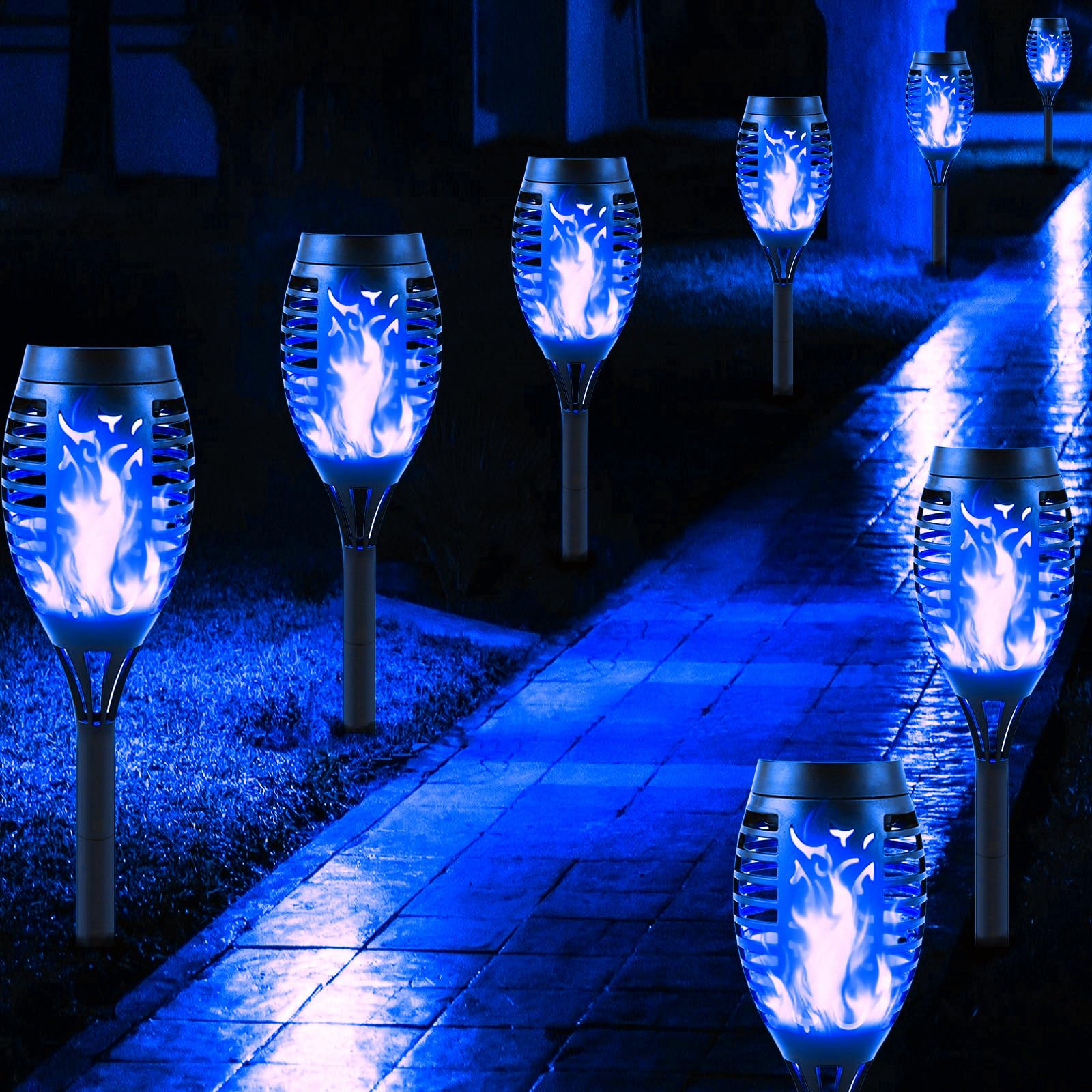 Luci Solari Da Giardino A Fiamma - 8 Pezzi, IP65 Impermeabili, Effetto Fiamma Tremolante LED - Foto 7