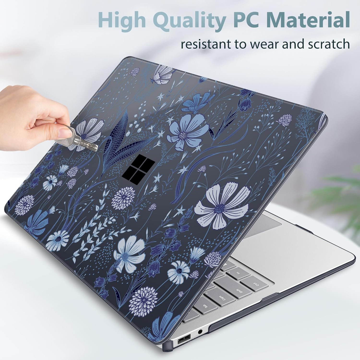 Tuiklol for 2025 Microsoft Surface Laptop 13 inch Case, Windows 11 Touchscreen Copilot+ PC Laptop 13 Model 2095 with Protection Surface 13 inch Cover,Blue Line Floral - Image 5