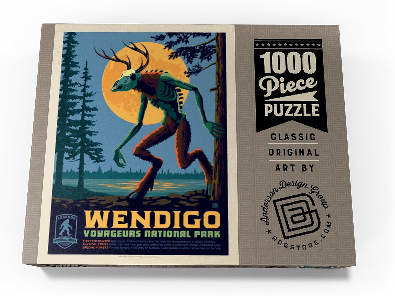 MyPuzzle Legends of The National Parks: Voyageurs' The Wendigo, Vintage Poster - Premium 1000 Piece Jigsaw Puzzle for Adults