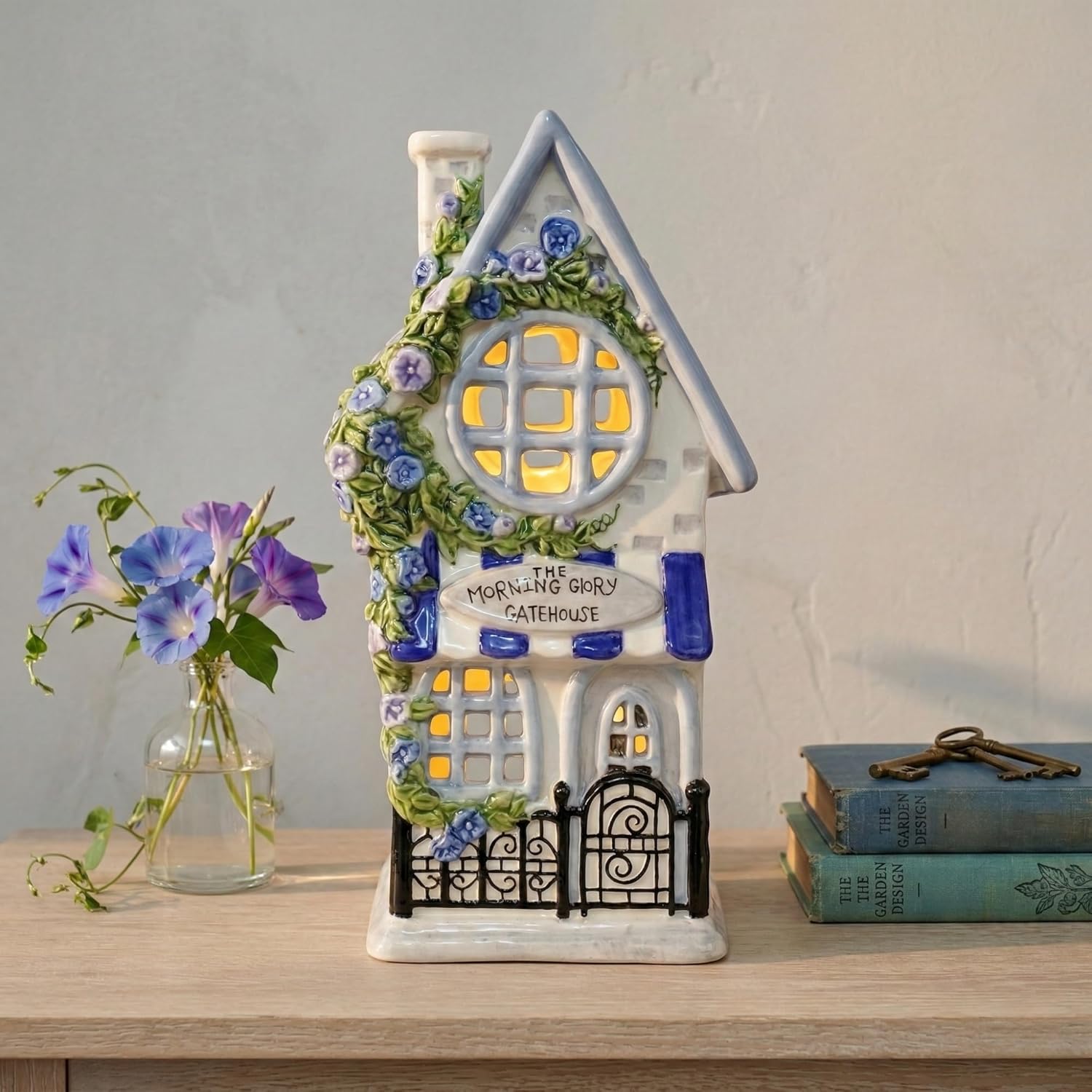 Blue Sky Clayworks The Morning Glory Gatehouse Candle House, 7.75" L x 4.25" W x 8.625" H