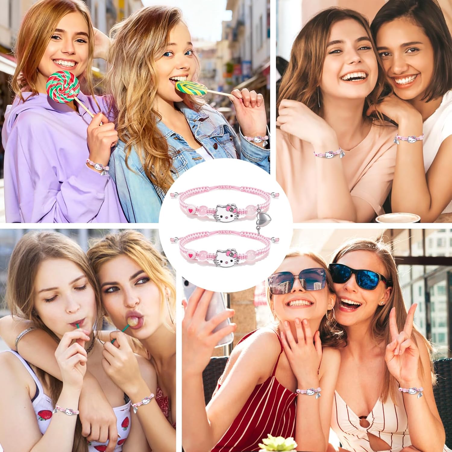 Hello Jewelry Bracelet Charms Braclet, Pink Kitty Bangle Women Matching Accessories, Gift for Her - Image 5