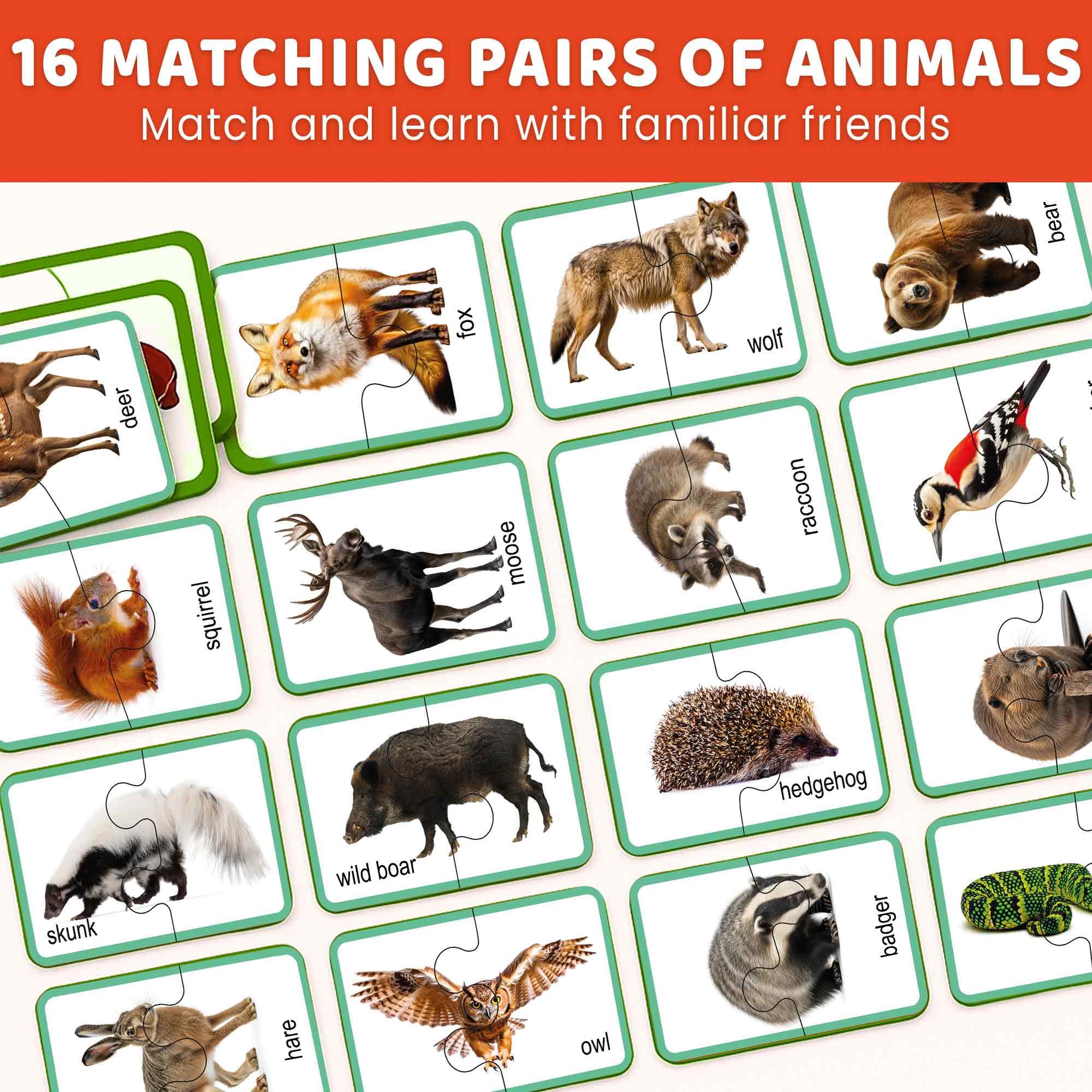 QUOKKA Toddler Puzzles Ages 2-4, 100% Self-Correcting 16 Realistic Matching Forest Animals - Image 2