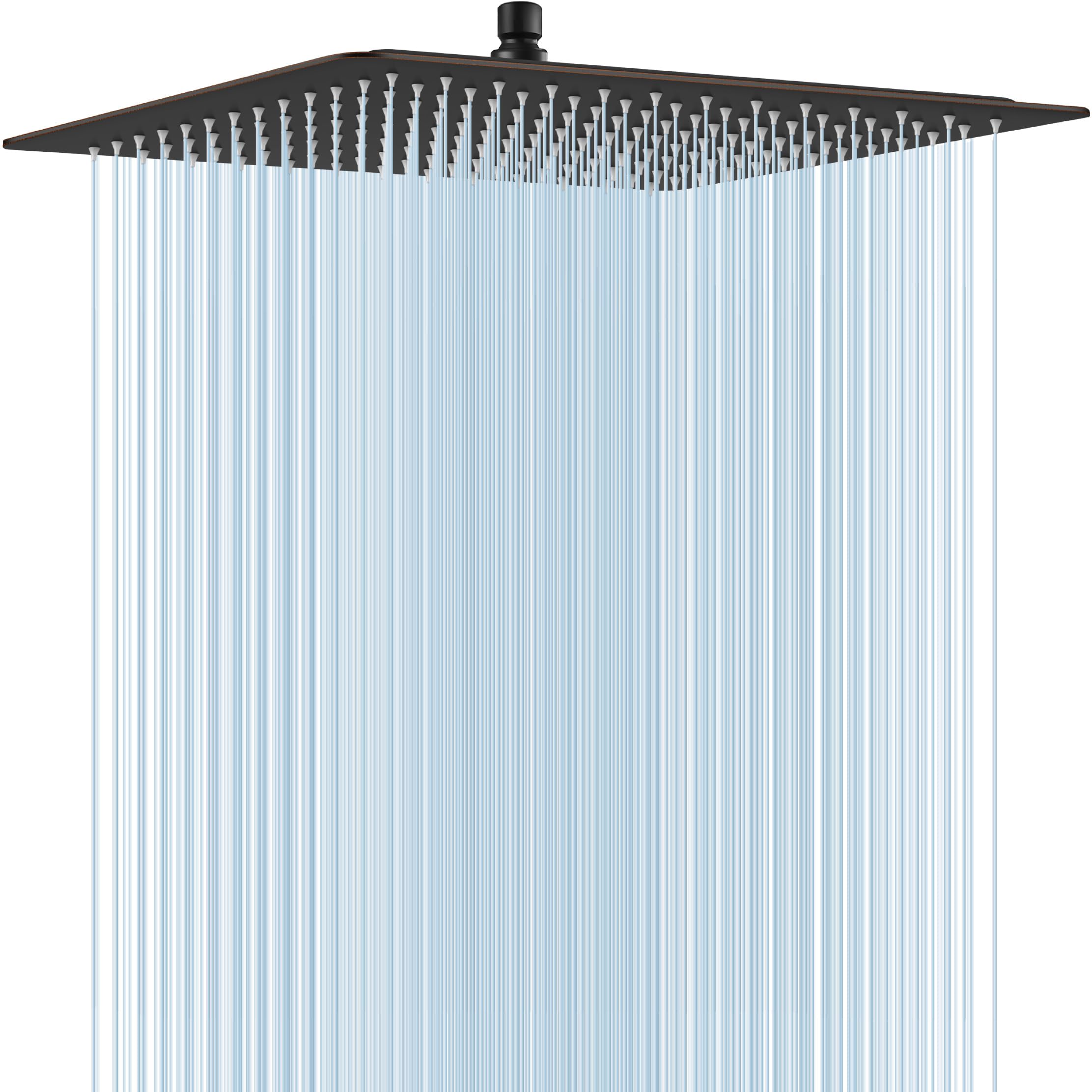 Midanya Soffione doccia a pioggia, grande soffione doccia a pioggia in acciaio inox, ad alta pressione, soffione quadrato a cascata, montaggio a soffitto o a parete, bronzo lucidato a olio, 40,6 cm