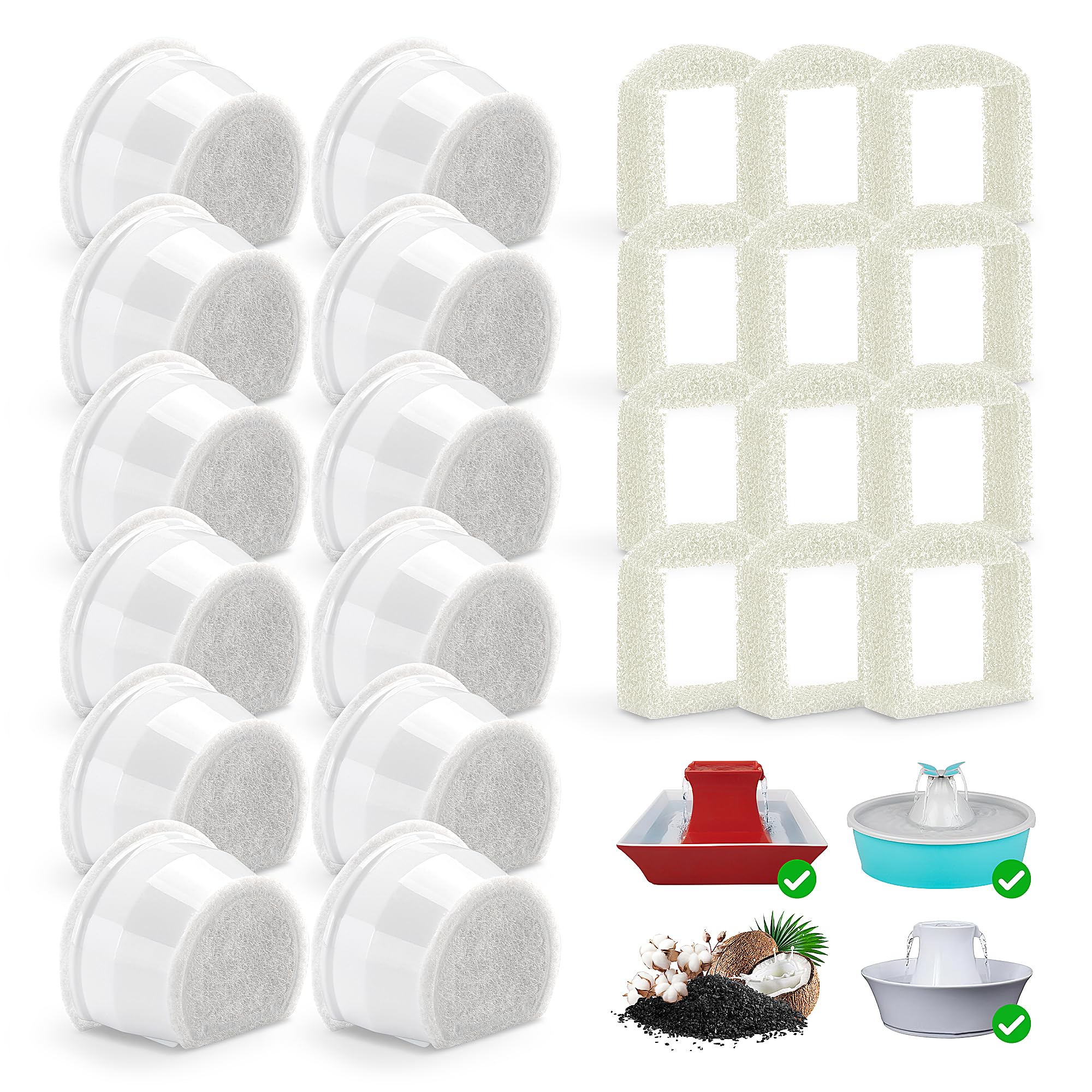 Filtro fuente para gatos recambio de espuma y carbón para fuentes PetSafe Drinkwell 24 piezas