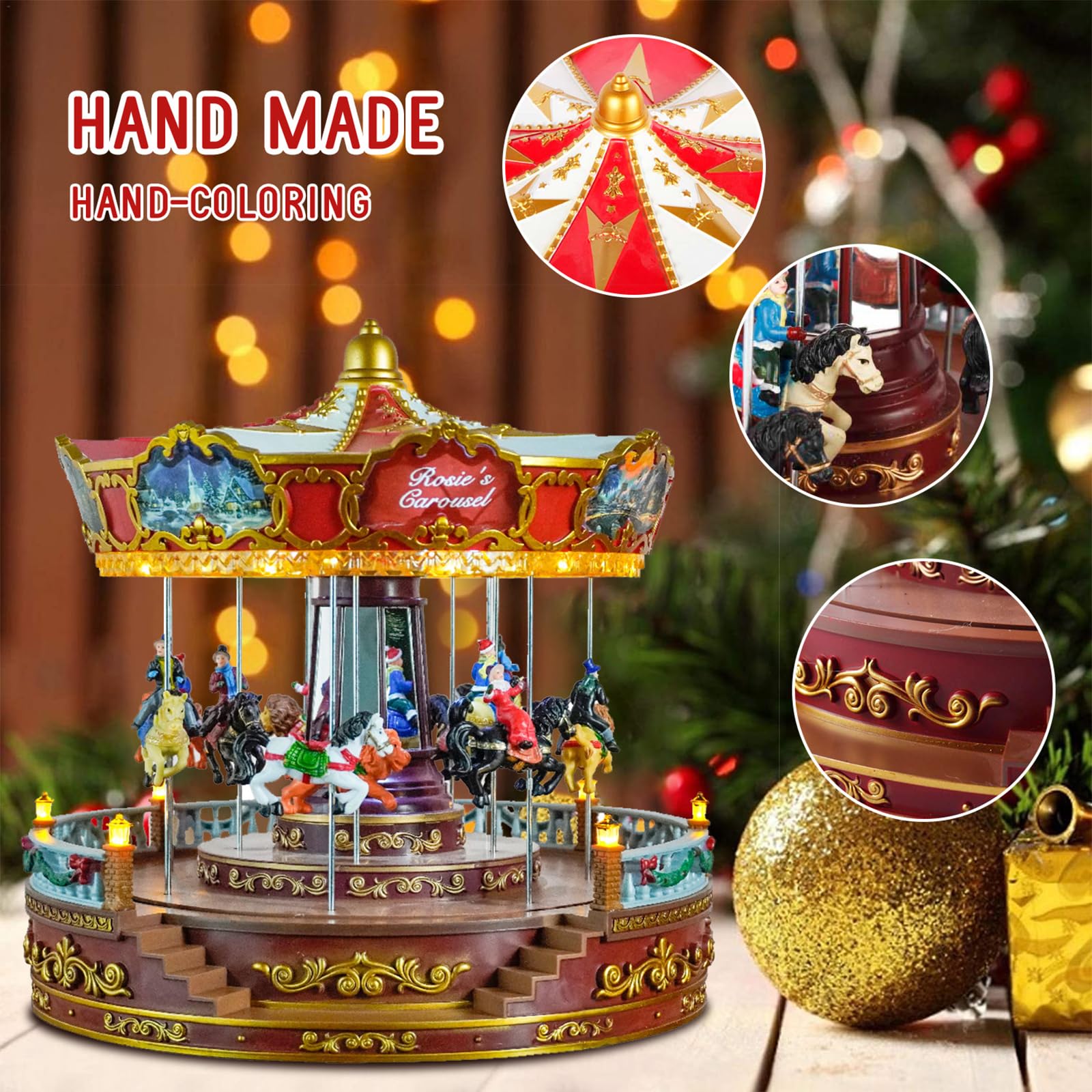 Generic Musical Carousel - Old World Style, Multicolored LED